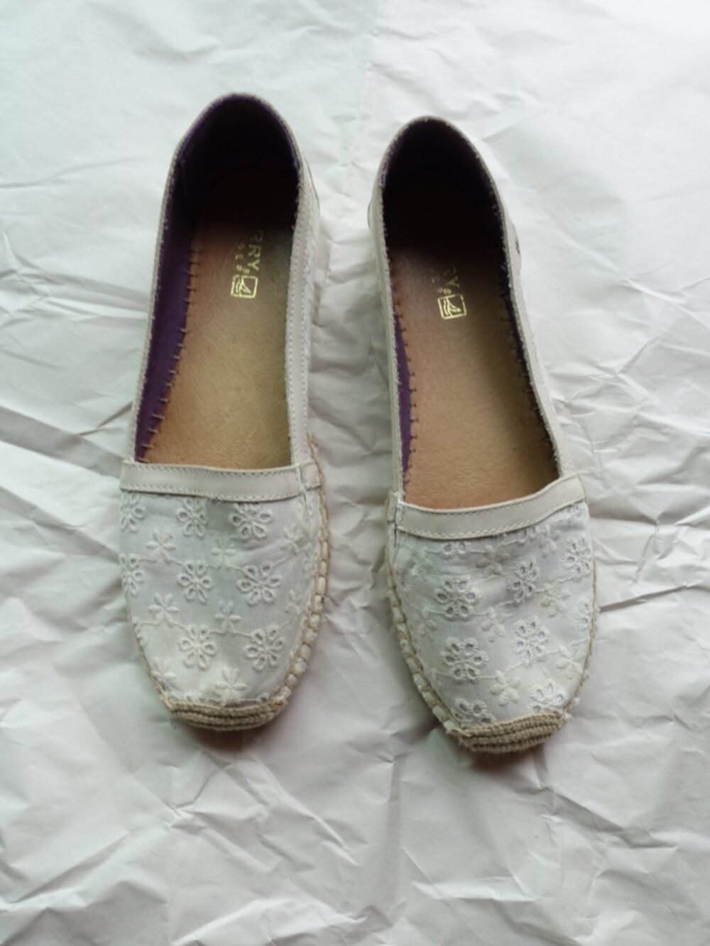 Sperry White Floral Eyelet Ballet Flats NWOT
